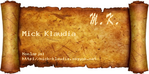 Mick Klaudia névjegykártya